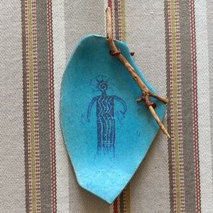 Native Pottery Medicine Bowl, Turquoise & Blue